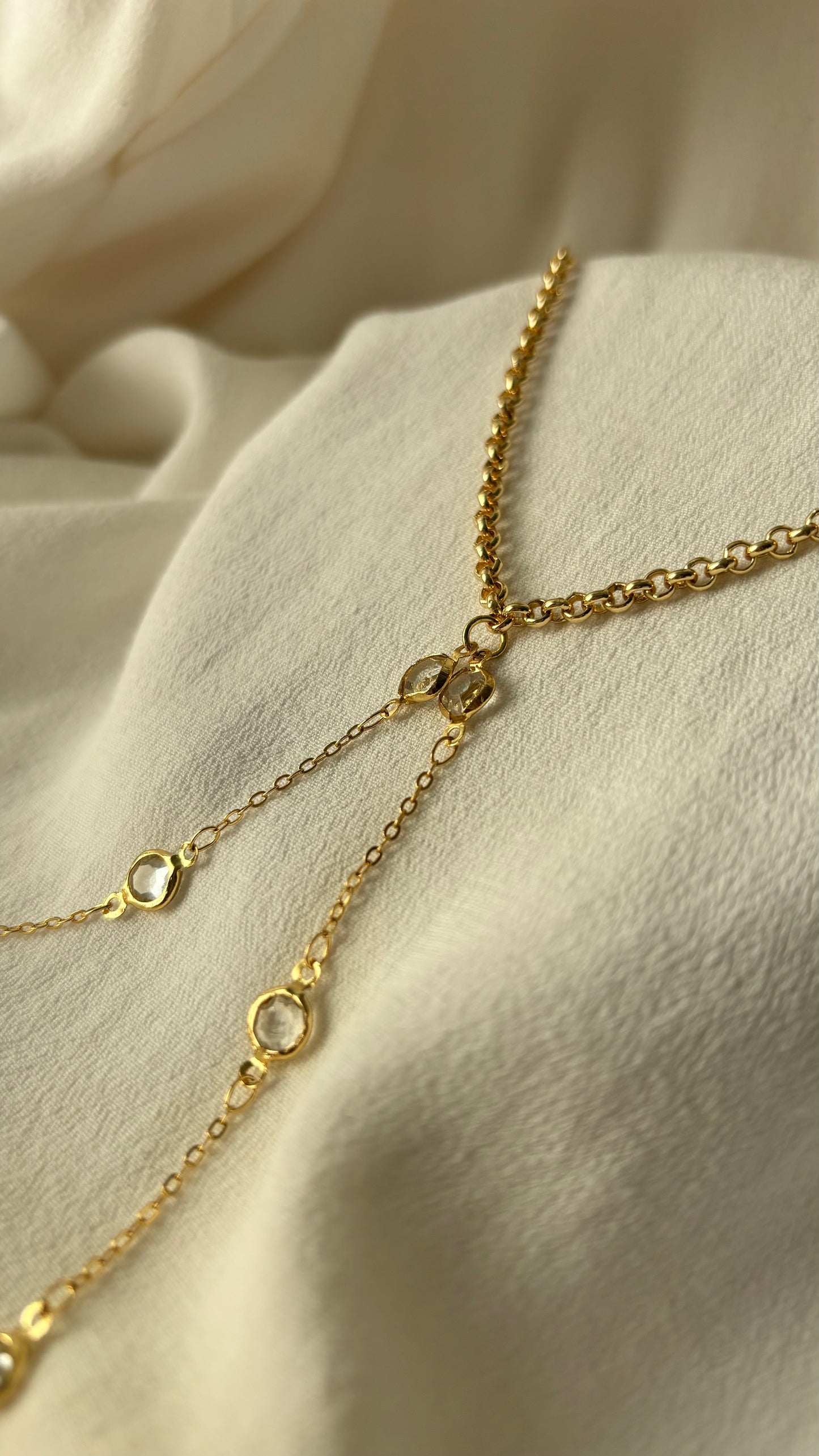 Zirconia gold body chain