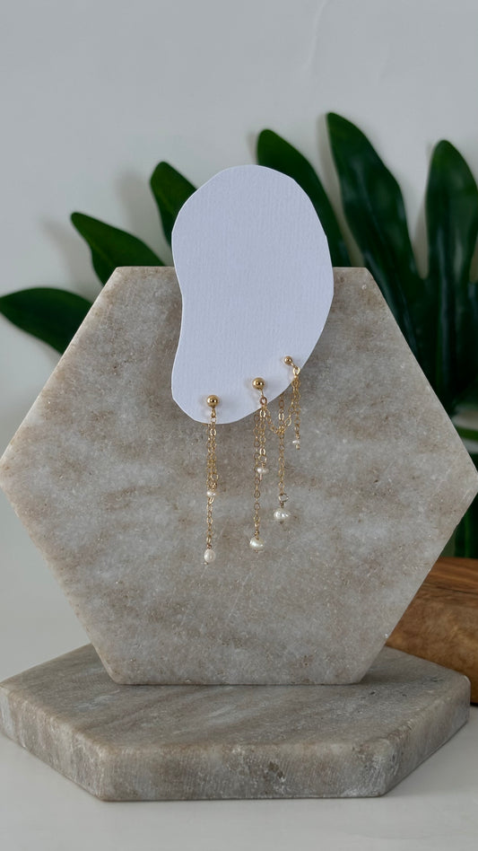 14/20 rain of pearls gold filled earrings