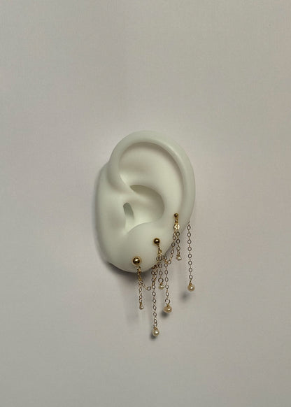 Triple Rain of Pearls 14/20 Gold Filled Earring — Single