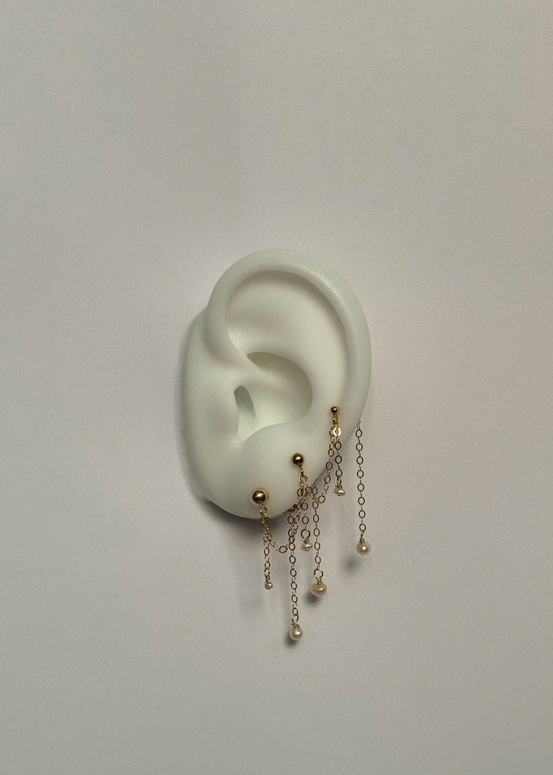 Triple Rain of Pearls 14/20 Gold Filled Earring — Single - Guayaba
