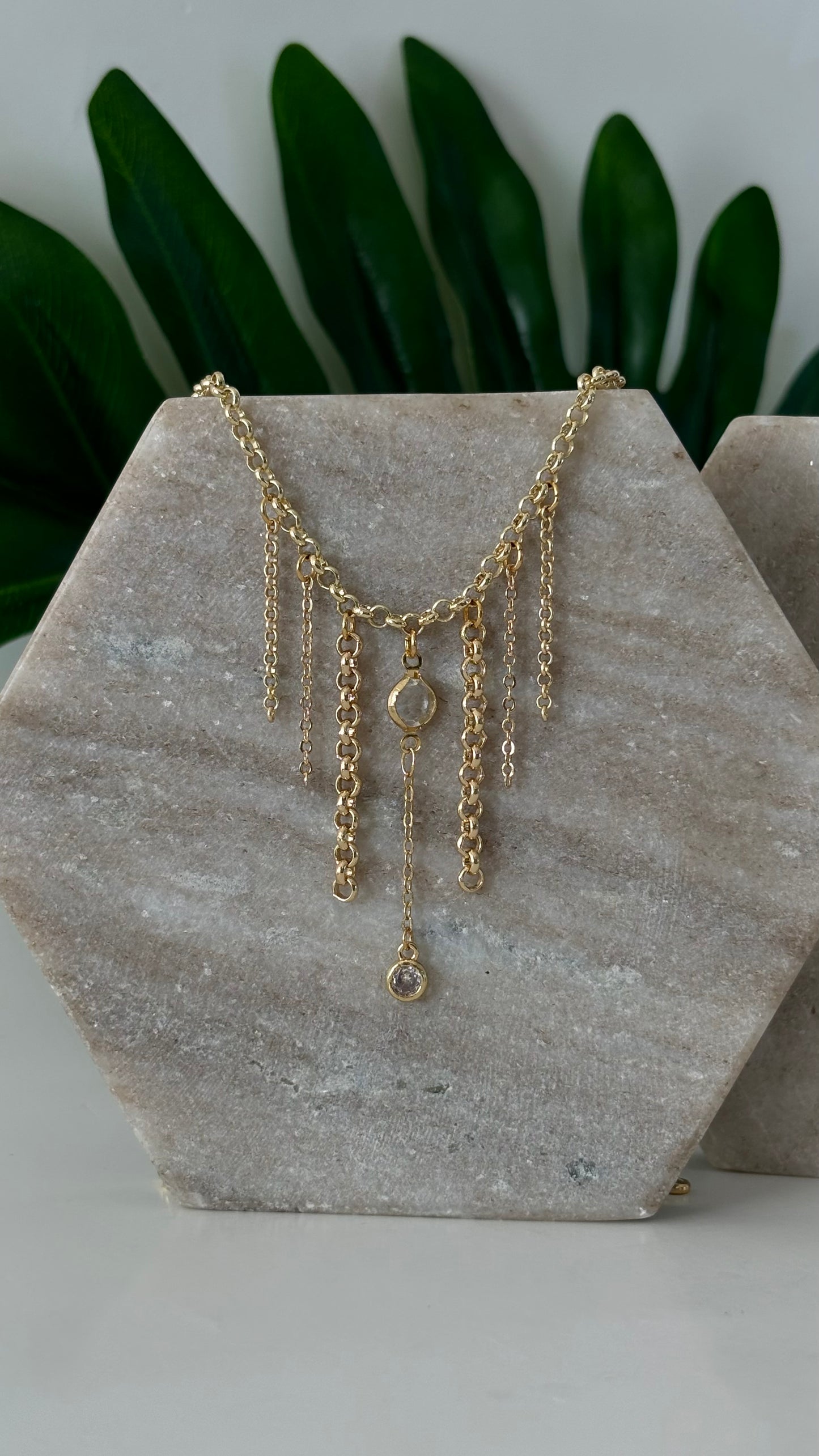 Gold rain necklace