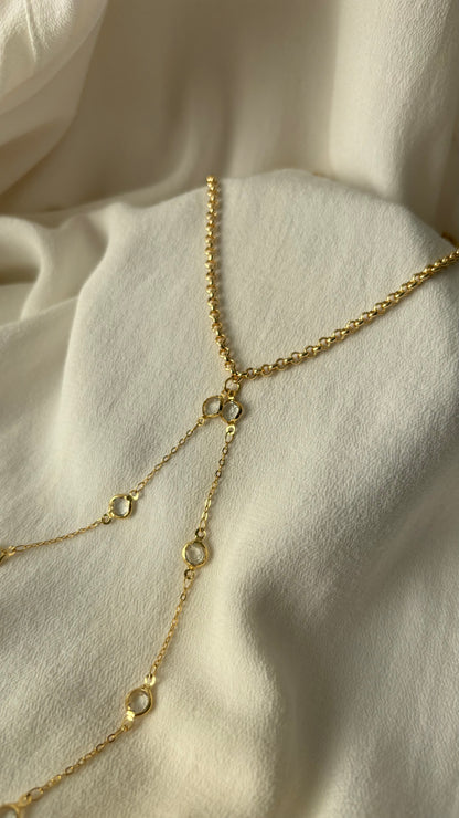 Zirconia gold body chain