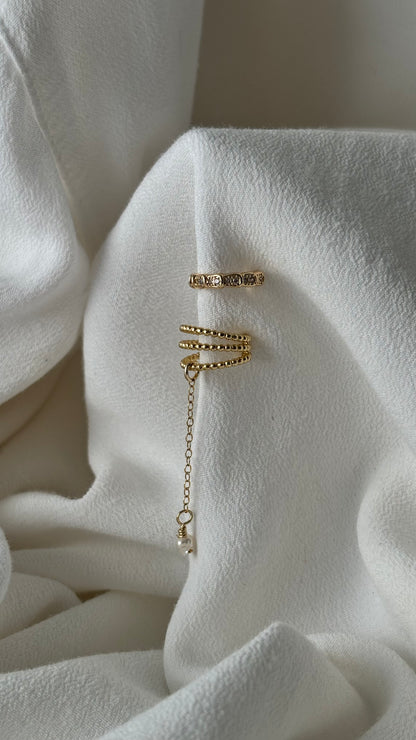 Zirconia and gold ear cuff