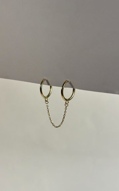 14k Solid Gold Double Huggie - Guayaba