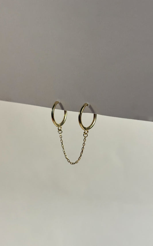 14k Solid Gold Double Huggie