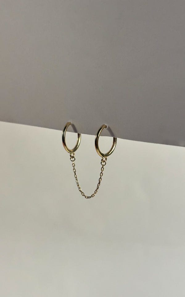 14k Solid Gold Double Huggie