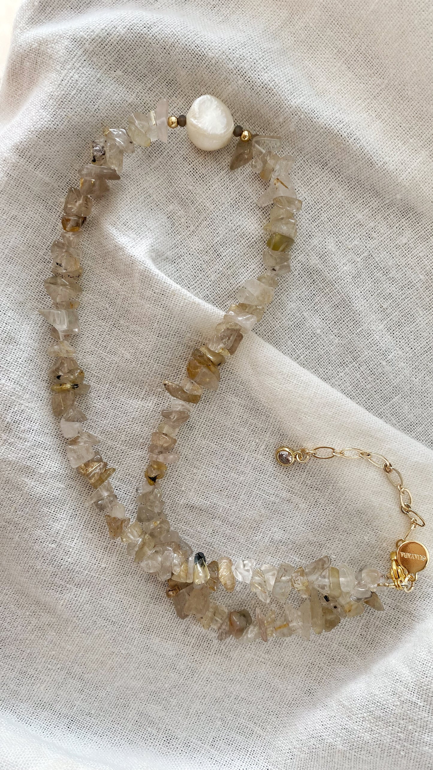 Quartz gold plated necklace