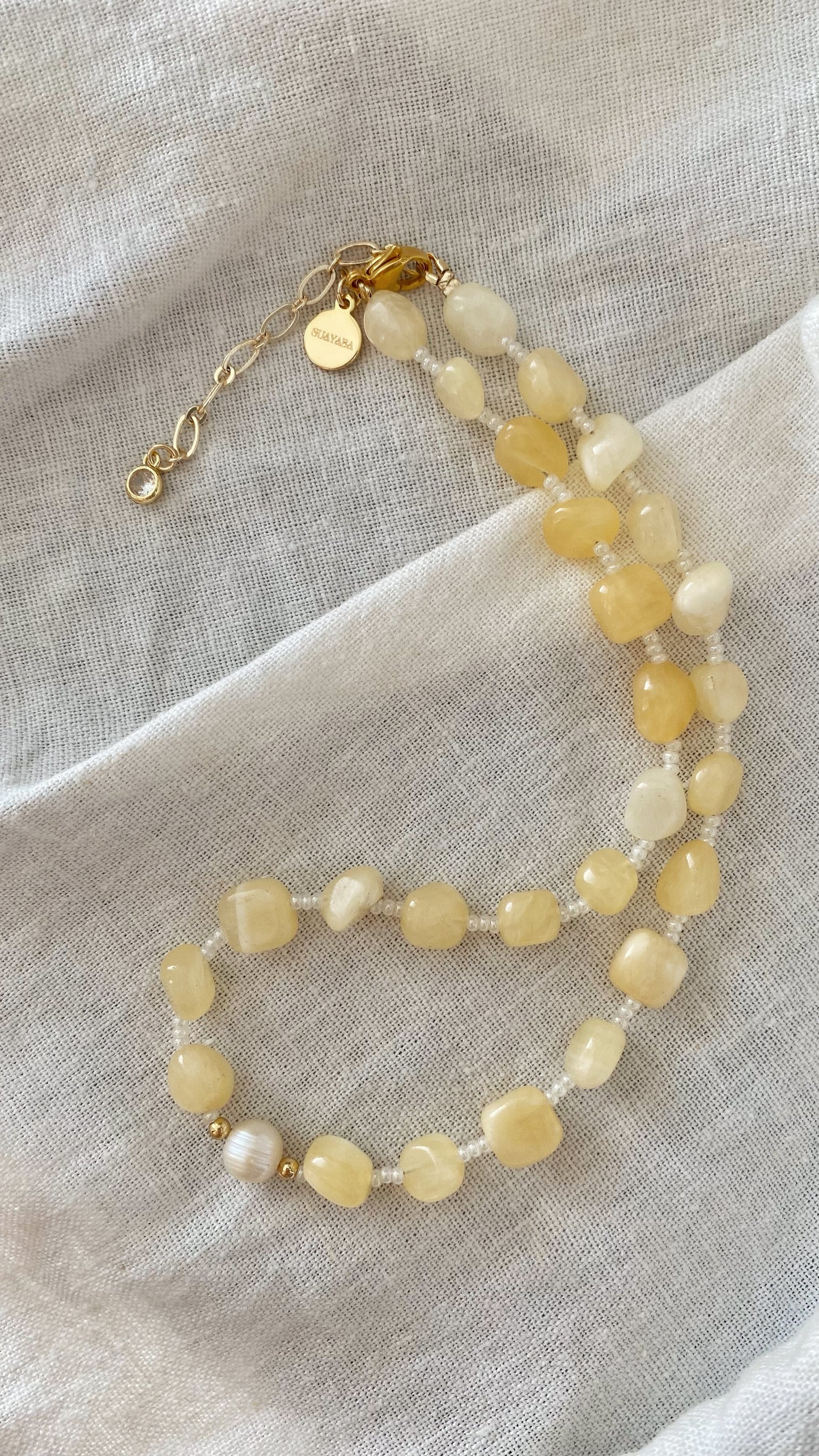 Yellow jade necklace